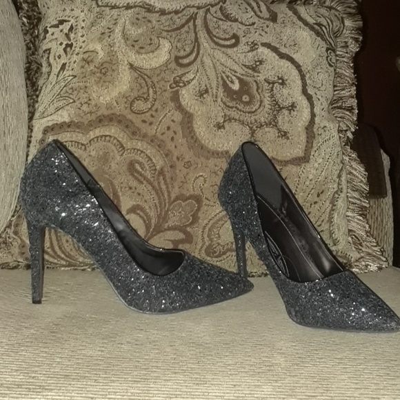 sparkling black heels